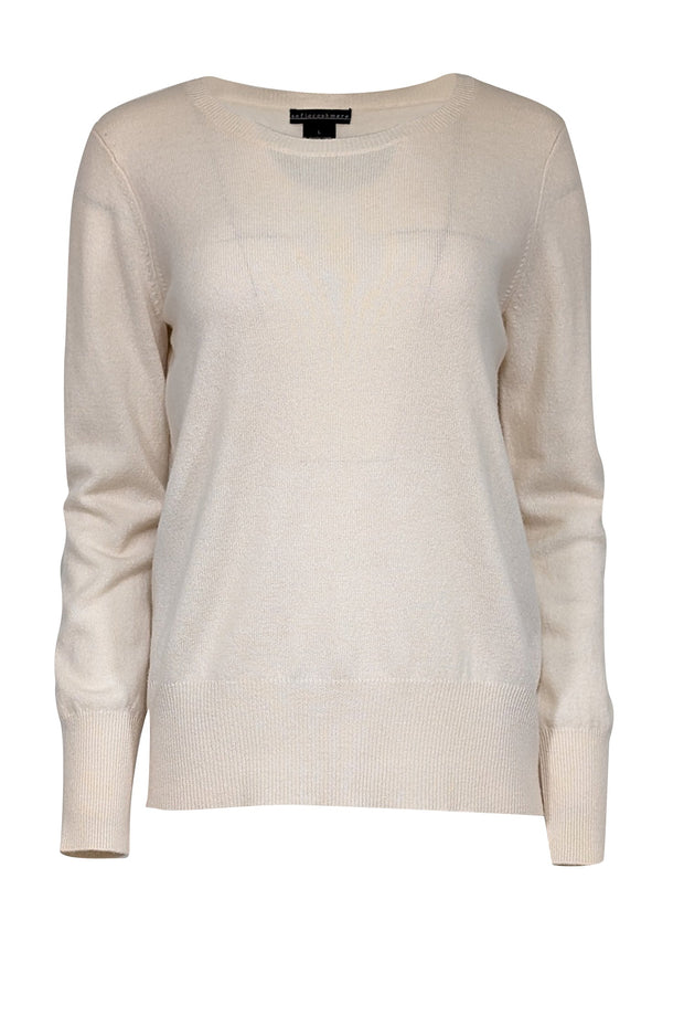 Current Boutique-Sofia Cashmere - Cream Cashmere Crewneck Sweater Sz L