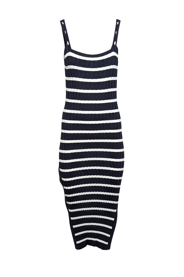 Current Boutique-Solid & Striped - Navy & White Striped Ribbed Dress Sz S