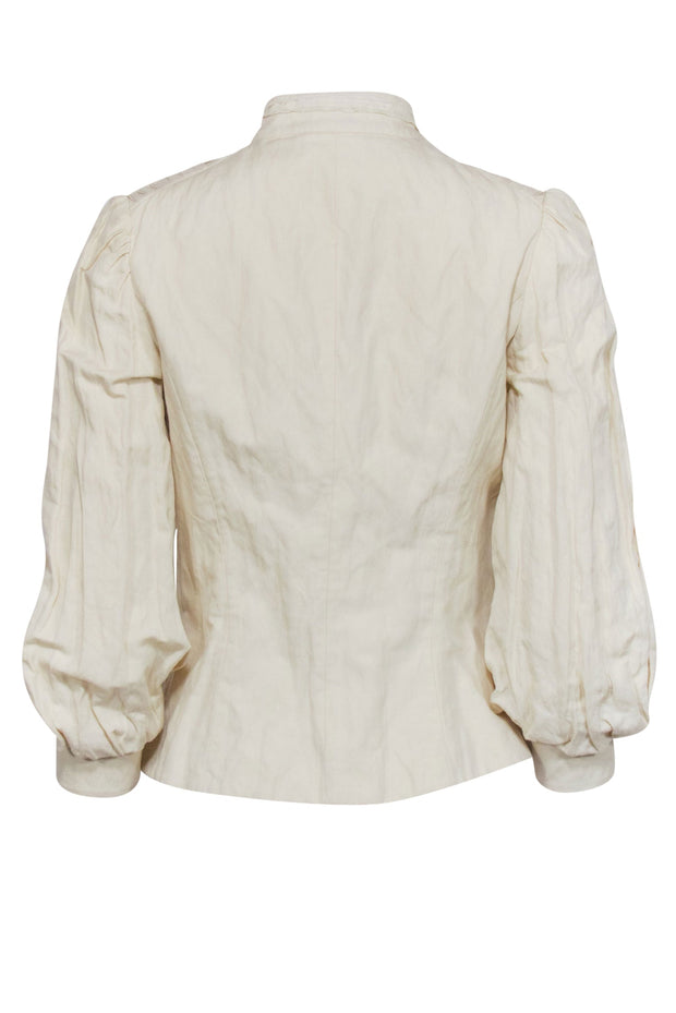 Current Boutique-Sonia - Cream Ruched Button Up Shirt Sz 6