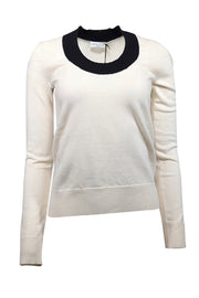 Current Boutique-Sonia Rykiel - Ivory w/ Black Trim Wool Blend Sweater Sz S