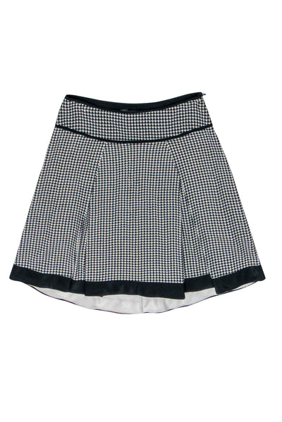 Current Boutique-Sportmax - Black & Cream Hounds Tooth Pleated Skirt Sz S