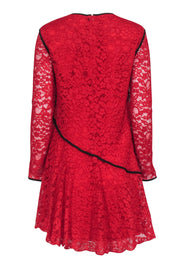 Current Boutique-SportsMax - Red Lace Long Sleeve Dress w/ Black Trim Sz 8