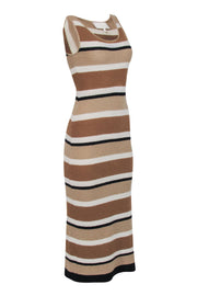 Current Boutique-St. John - Beige, Ivory, & Black Striped Knit Maxi Dress Sz P
