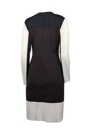 Current Boutique-St. John - Black, Brown, & Cream Color Block Knit Long Sleeve Dress Sz 8