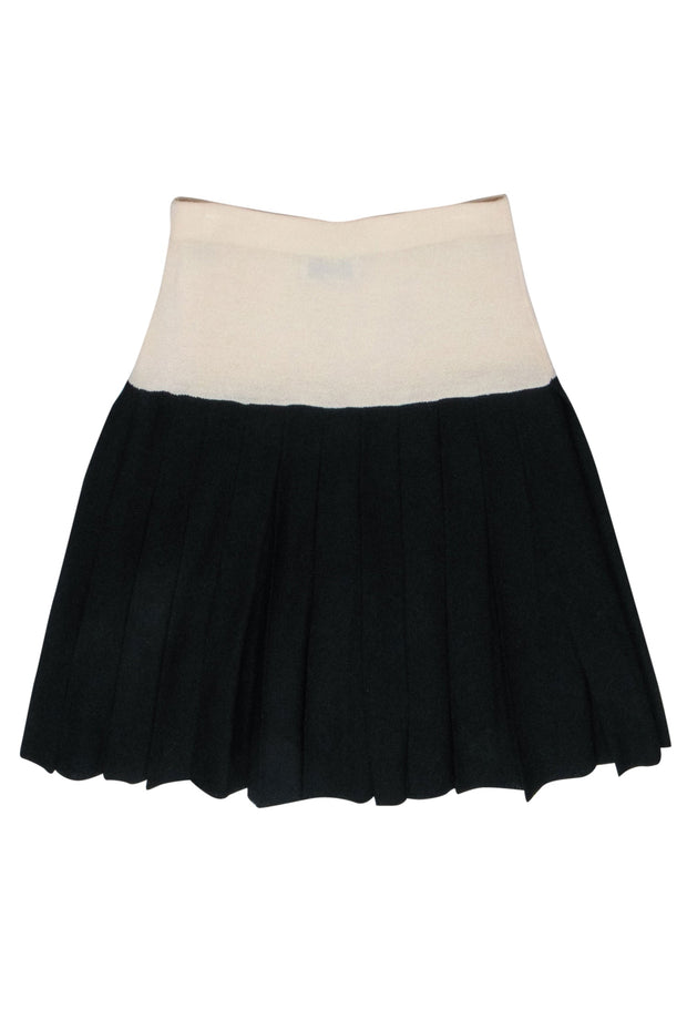 Current Boutique-St. John - Black & Cream Pleated Skirt Sz 12