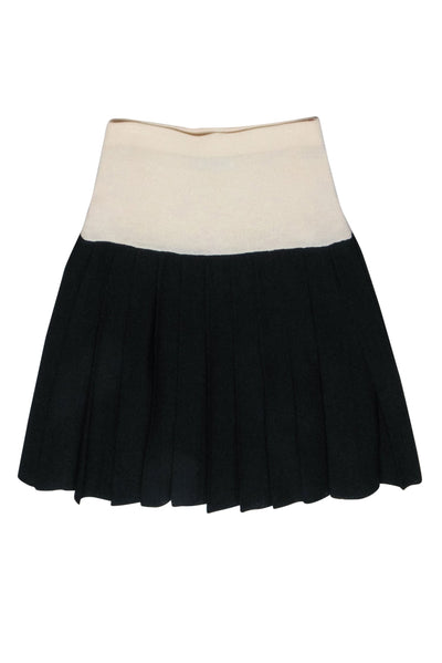 Current Boutique-St. John - Black & Cream Pleated Skirt Sz 12