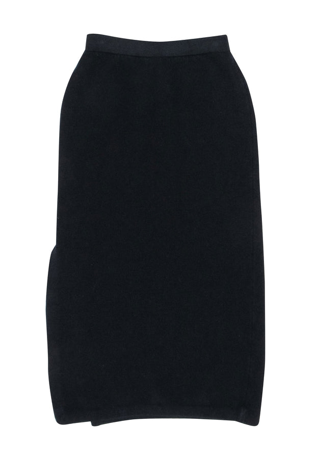 Current Boutique-St. John - Black Knit Midi Pencil Skirt w/ Side Slit Sz 2