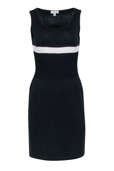 St. John - Black Knit Sheath Dress w/ White Stripe Sz S