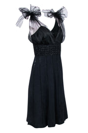 Current Boutique-St. John - Black Knit & Tulle Midi Dress w/ Beading Accent Sz 8