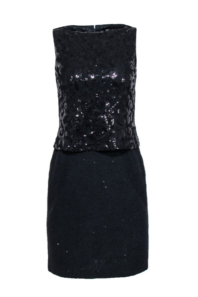 Current Boutique-St. John - Black Sequin & Lace Sleeveless Dress Sz 4
