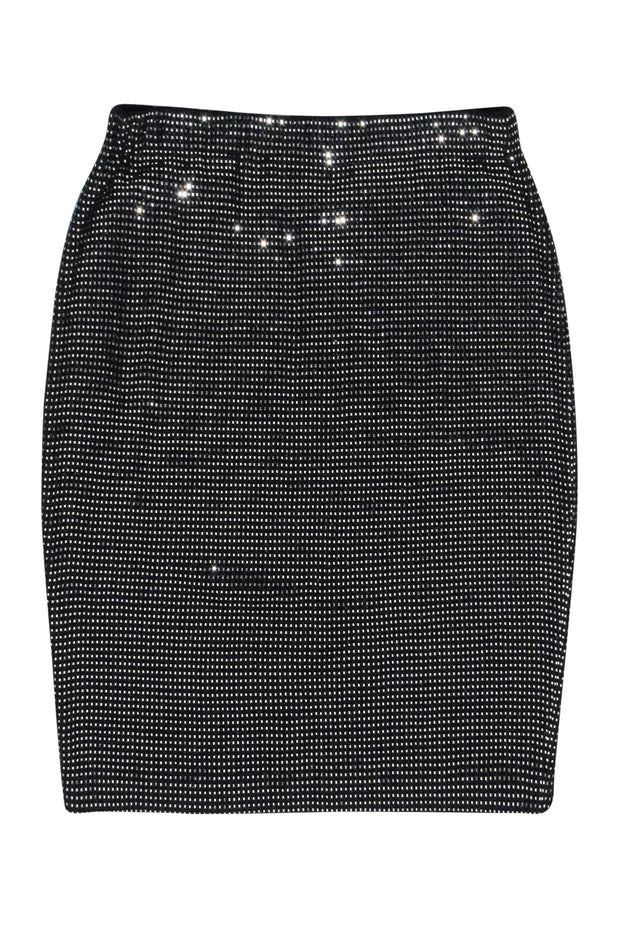 Current Boutique-St. John - Black & Silver Shimmer Knit Skirt Sz 4