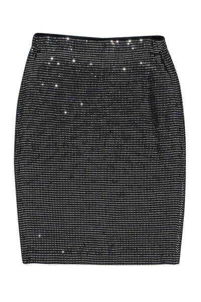 Current Boutique-St. John - Black & Silver Shimmer Knit Skirt Sz 4