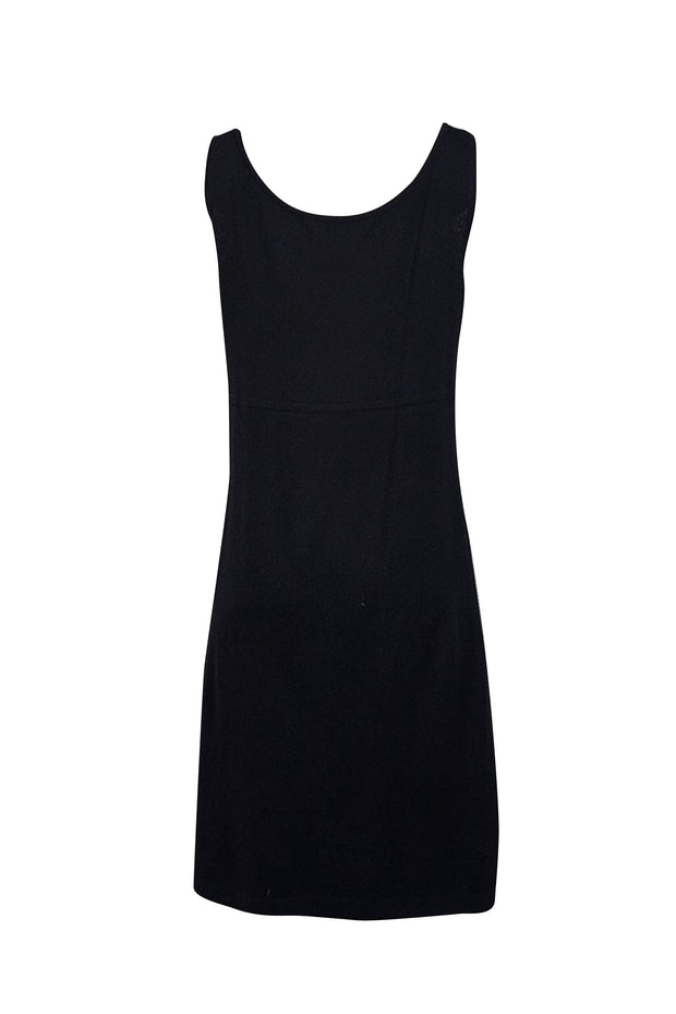 Current Boutique-St. John - Black Wool Blend A-Line Dress w/ Buckle Straps Sz M