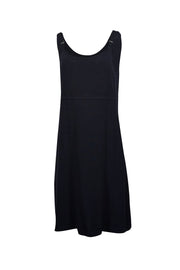 Current Boutique-St. John - Black Wool Blend A-Line Dress w/ Buckle Straps Sz M