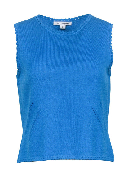 Current Boutique-St. John - Blue Sleeveless Knit Top Sz P