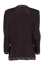 Current Boutique-St. John - Brown Knit Snap Button Jacket w/ Gold Detail Sz L