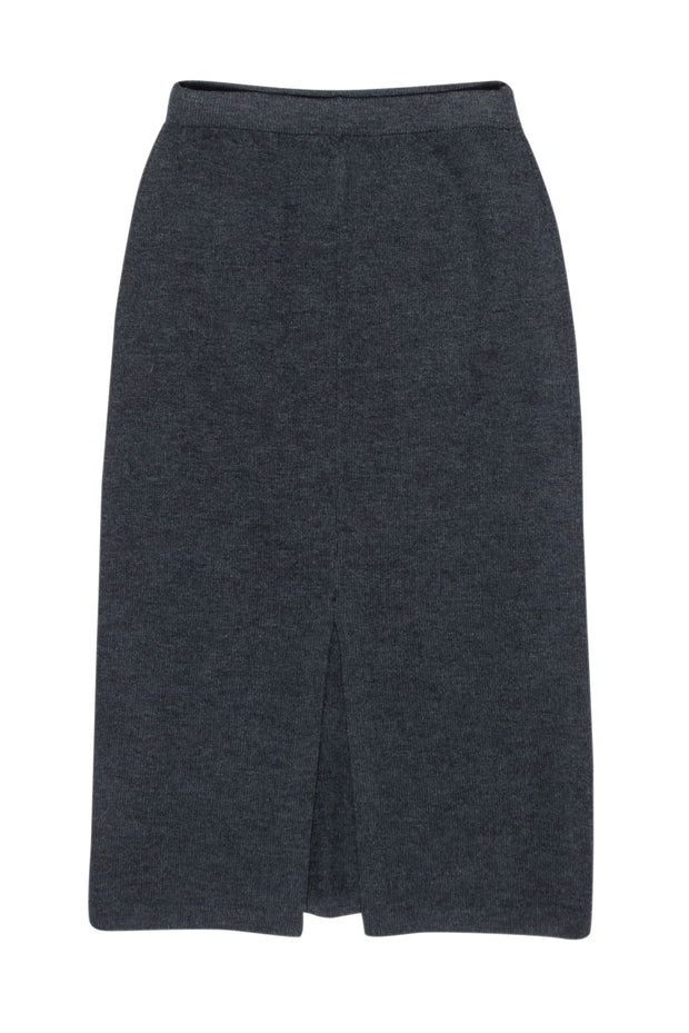 Current Boutique-St. John - Charcoal Grey Knit Midi Pencil Skirt Sz 4