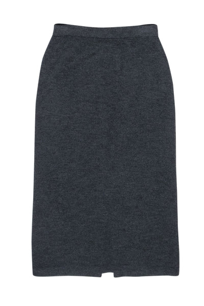 Current Boutique-St. John - Charcoal Grey Knit Midi Pencil Skirt Sz 4