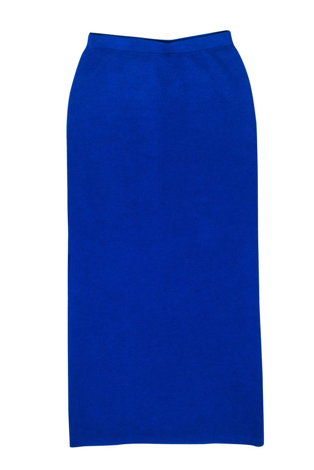 Current Boutique-St. John - Cobalt Blue Knit Maxi Skirt w/ Slit Sz 8