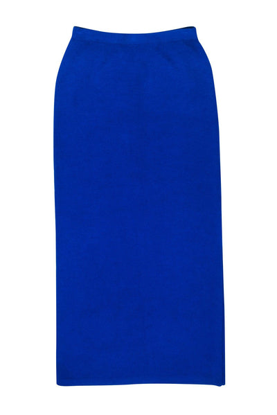 Current Boutique-St. John - Cobalt Blue Knit Maxi Skirt w/ Slit Sz 8