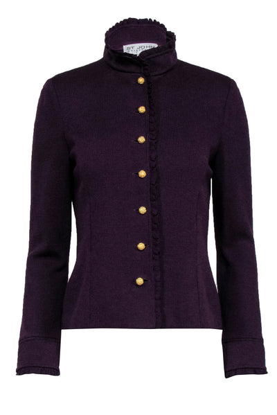 Current Boutique-St. John Collection - Plum Purple Long Sleeve Knit Cardigan Sz 4