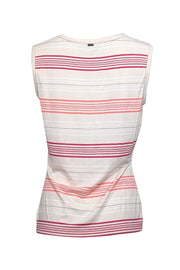 Current Boutique-St. John - Cream, Pink, & White Striped Tank Top Sz M