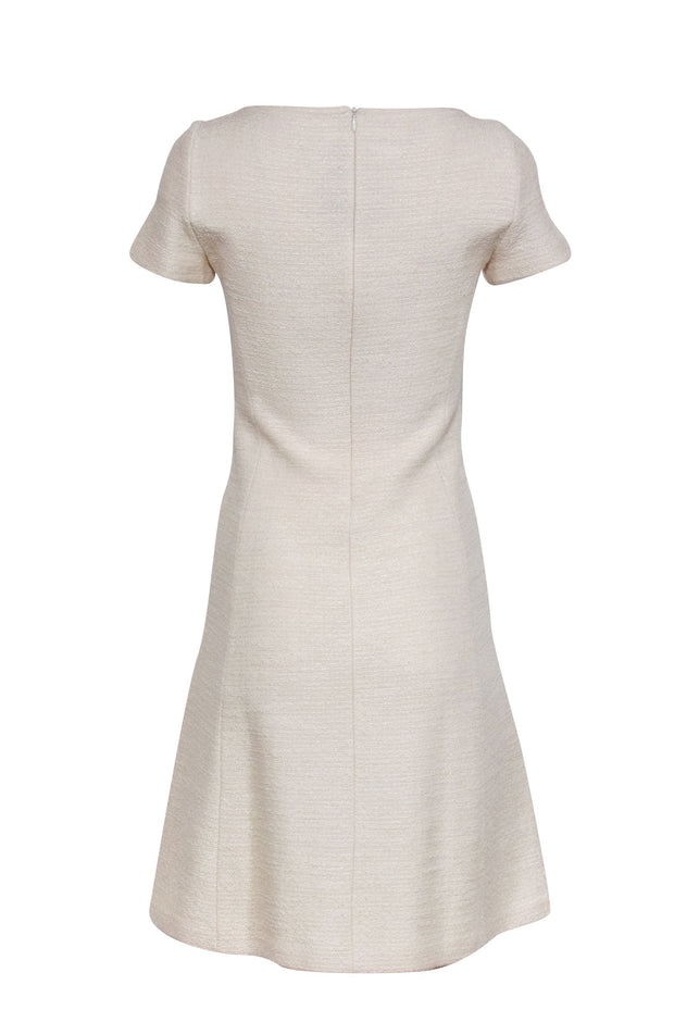 Current Boutique-St. John - Cream Textured Knit A-Line Dress Sz 2