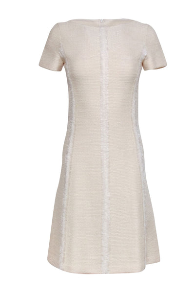Current Boutique-St. John - Cream Textured Knit A-Line Dress Sz 2