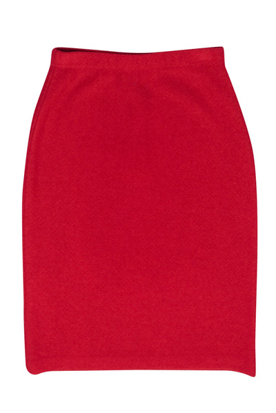 Current Boutique-St. John - Crimson Red Wool Blend Pencil Skirt Sz 2