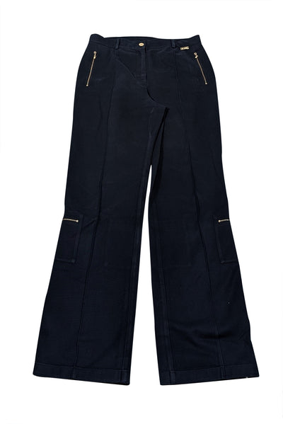 Current Boutique-St. John - Dark Navy Cotton Straight Leg Pants w/ Gold Zippers Sz 8