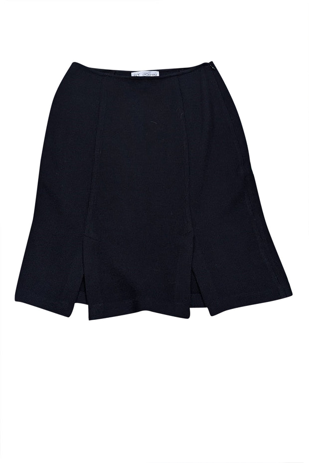 Current Boutique-St. John - Dark Navy Knit Skirt w/ Front & Back Slits Sz 2