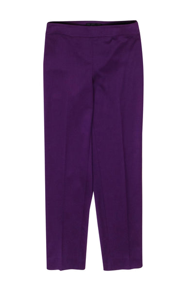 Current Boutique-St. John - Eggplant Purple Tapered Leg Pleated Trousers Sz 2