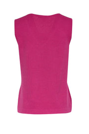 Current Boutique-St. John - Fuchsia Knit V-Neck Tank Top Sz S