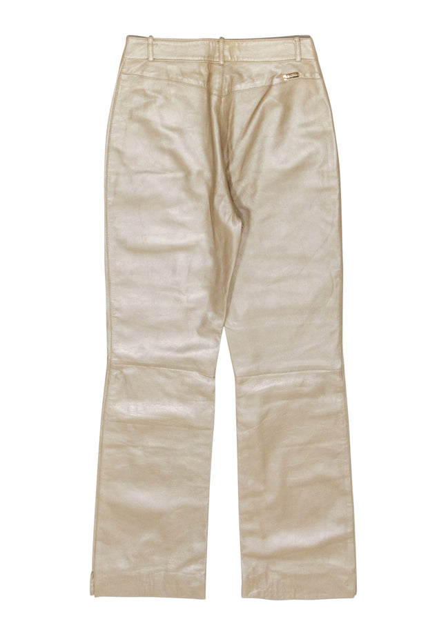 Current Boutique-St. John - Gold Leather Straight Leg Pants Sz 8