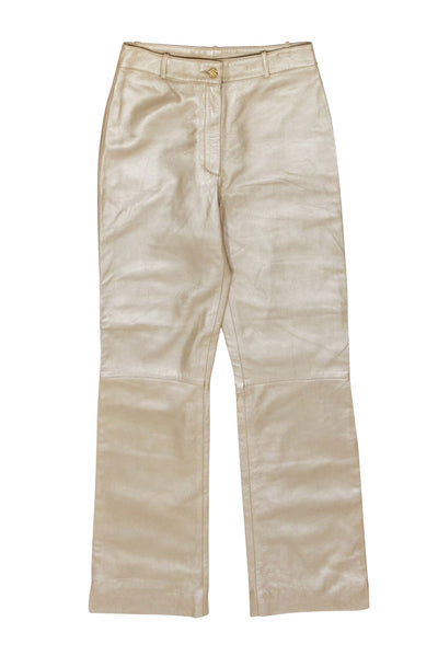 Current Boutique-St. John - Gold Leather Straight Leg Pants Sz 8
