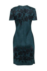 Current Boutique-St. John - Green & Black Floral Print Sparkle Knit Dress Sz 6