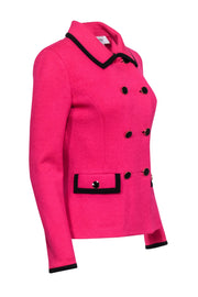 Current Boutique-St. John - Hot Pink Knit Double Breasted Blazer Sz 4
