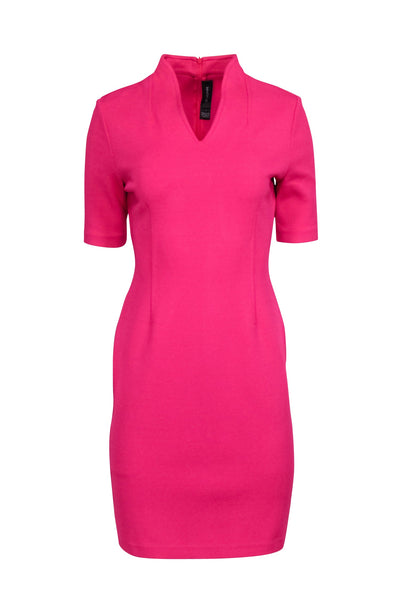 Current Boutique-St. John - Hot Pink Knit Fitted Sheath To The Knee Dress Sz 6