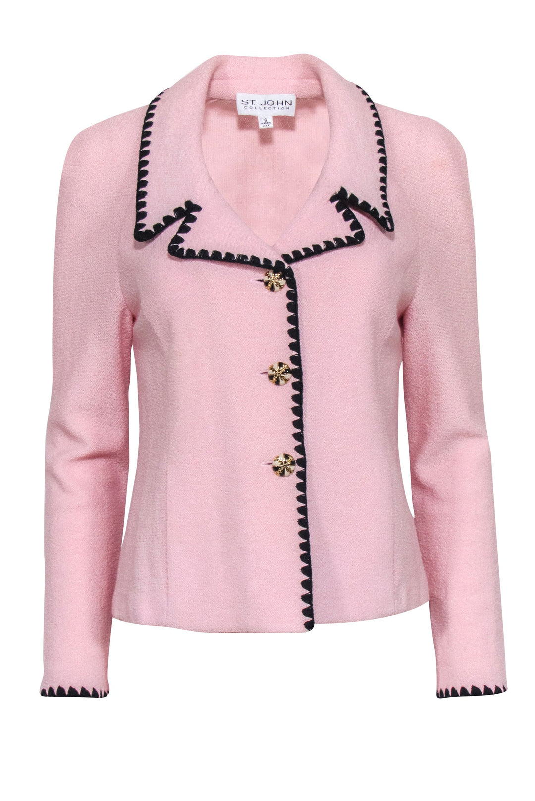 St. John Blazer Jacket Button Down Knit Blush cheapest Pink 8