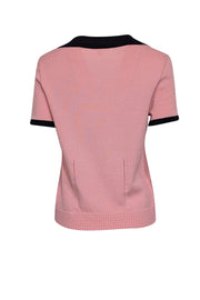 Current Boutique-St. John - Pink & Black Wool Blend Polo Shirt Sz P