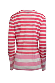 Current Boutique-St. John - Pink & White Stripe Button Front Cardigan Sz M