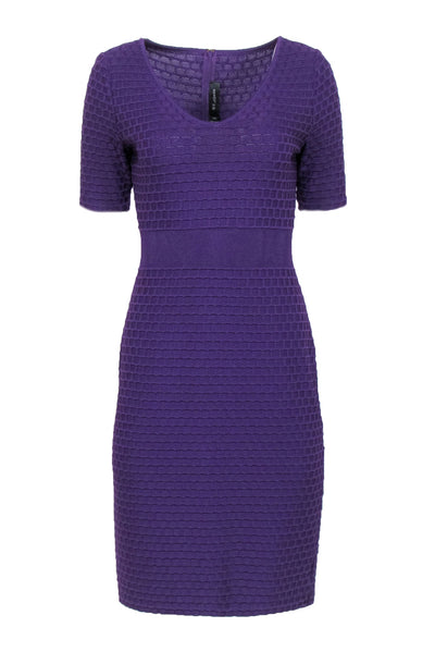 Current Boutique-St. John - Purple Textured Knit Sheath Dress Sz 4