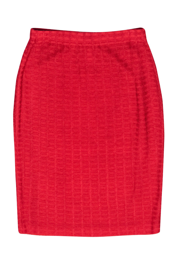 Current Boutique-St. John - Red Knit Pencil Skirt Sz 6