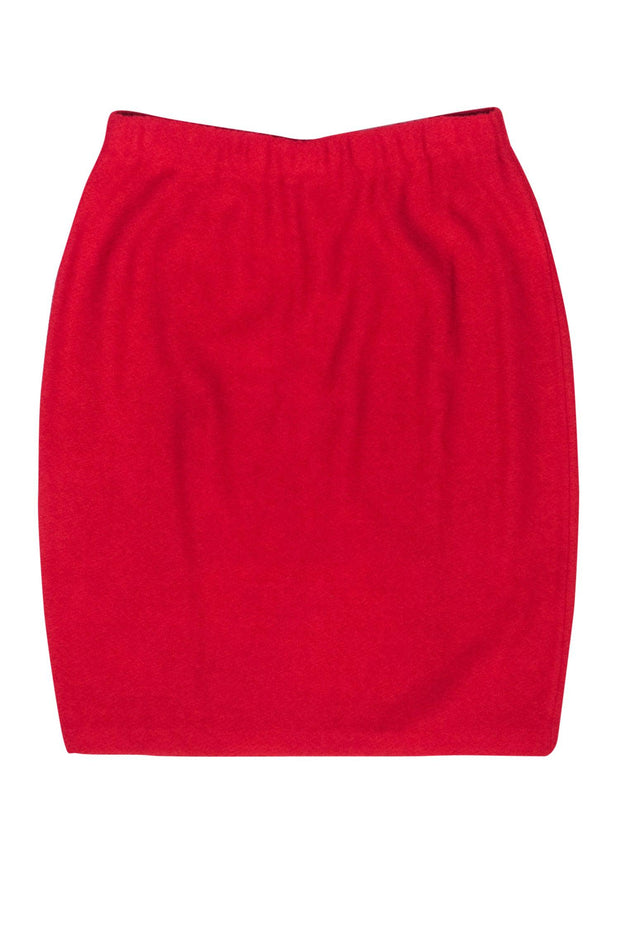 Current Boutique-St. John - Red Textured Knit Pencil Skirt Sz 8