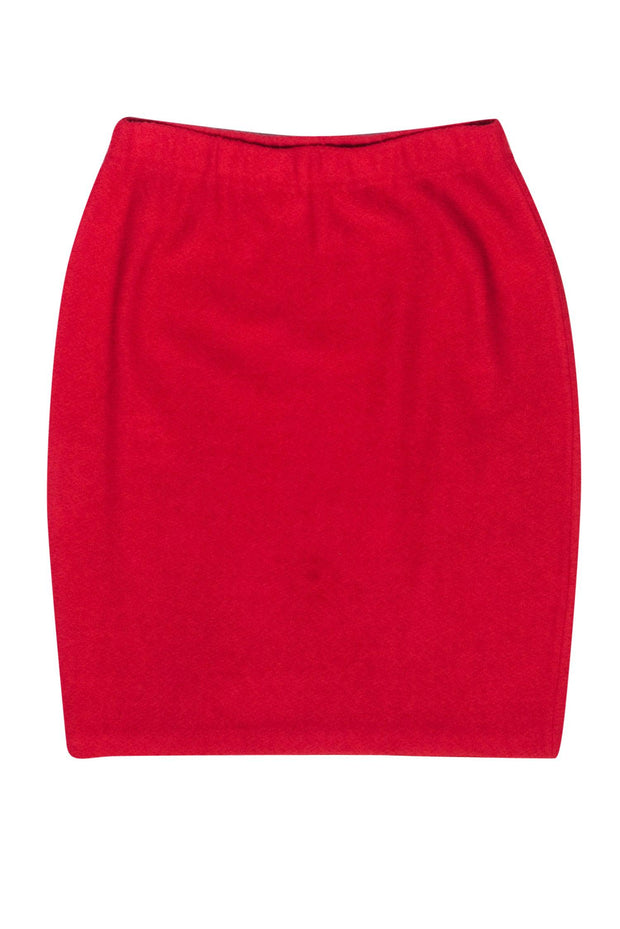Current Boutique-St. John - Red Textured Knit Pencil Skirt Sz 8