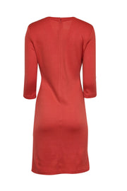 Current Boutique-St. John - Red V-Neckline Long Sleeve Midi Dress Sz 2