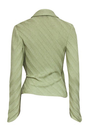 Current Boutique-St. John - Sage Green Thick Ribbed Wrap Sweater Sz 2