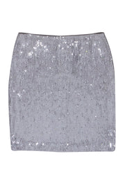 Current Boutique-St. John - Silver Metallic Embellished Knit Skirt Sz 10