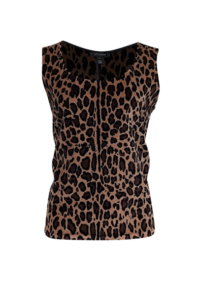 Current Boutique-St. John - Tan & Black Leopard Print Velvet Tank Sz L