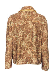 Current Boutique-St. John - Tan Paisley Print Knit Zipper Front Jacket Sz L